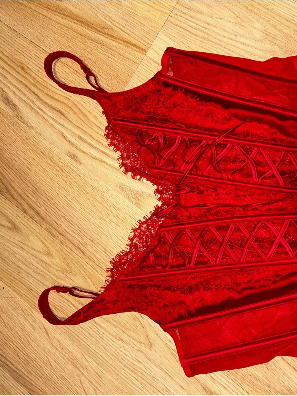 Victoria's Secret Red Lace Trim Chemise Camisole